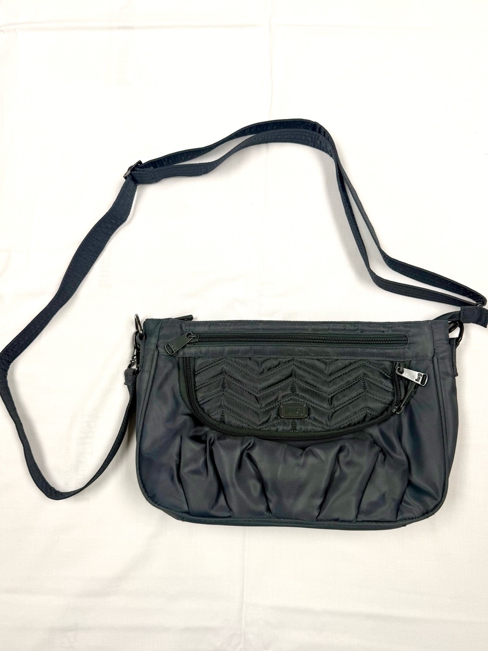 Lug Mambo Crossbody Shoulder Bag Gray Quilted Nylon Travel Organizer Purse
